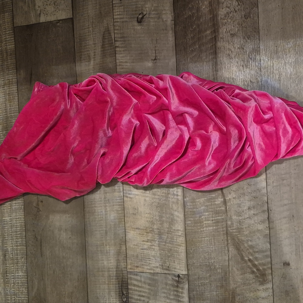 Miscreants Dress Ruched Velvet One Shoulder with Gloves Pink Size 10 NWOT - Picture 3 of 7